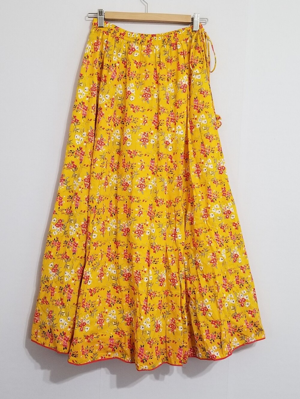 Biba Boho Yellow Floral Maxi Skirt Size Small